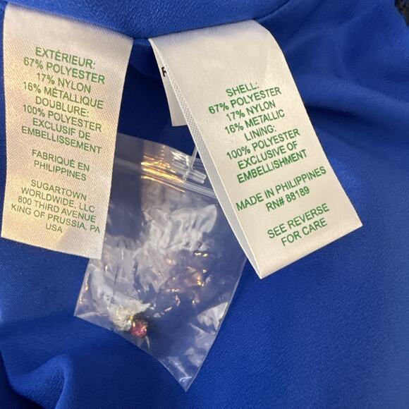 Lilly Pulitzer Brandi Cobalt Blue Metallic Shift Dress Size 8 Embroidered Beaded - Picture 8 of 9
